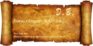 Danczinger Béla névjegykártya